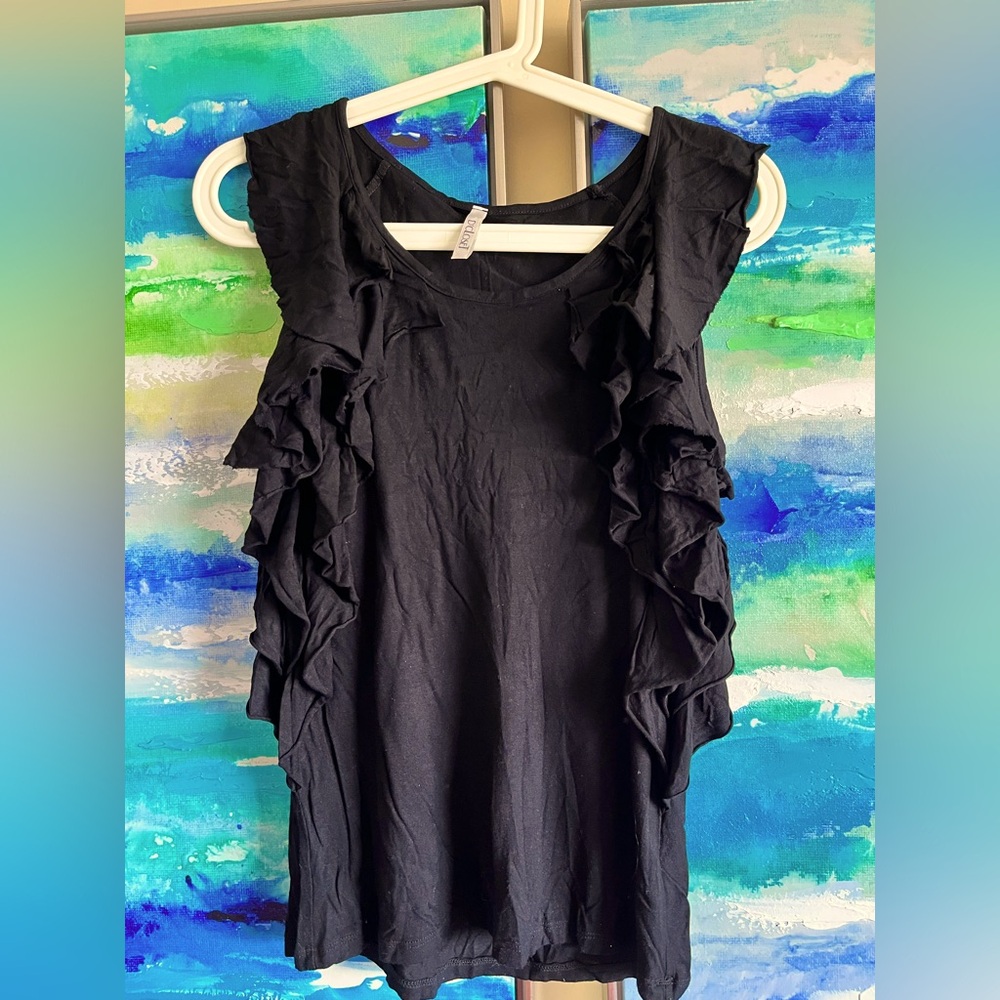 Chic Black Ruffle Tank Top